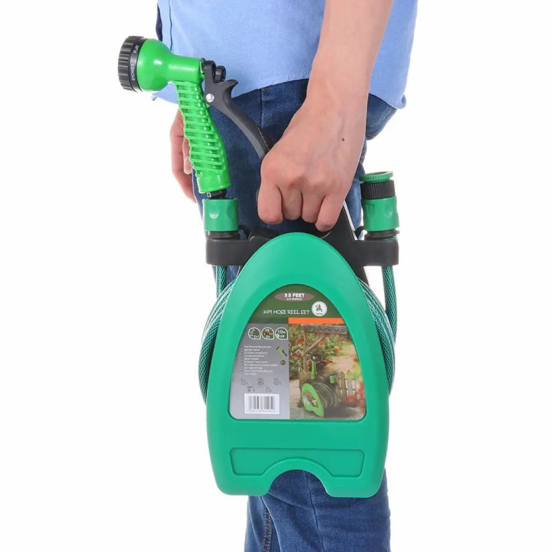 Поливальний шланг 10 м з котушкою і розпилювачем на 7 режимів CT-1212 Green
