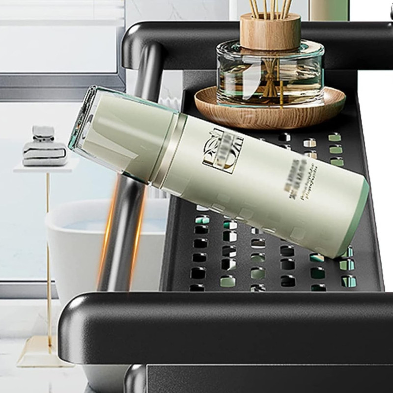 Полка Light Shelf металическая настенная для ванной комнаты 40х16х15см с вешалкой для полотенец LS-7819 Black