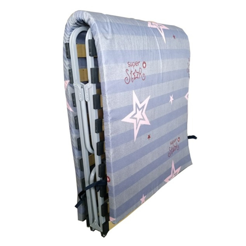 Розкладачка-ліжко з матрацом Cama Plegable 3см на ламелях зі сталевим каркасом 120кг 190x80x34см Сірий