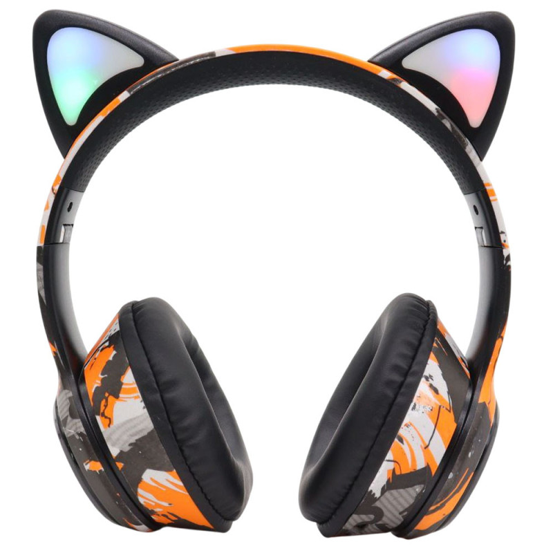 Бездротові навушники з вушками і LED-підсвіткою Loco Ears LE-1092 Orange