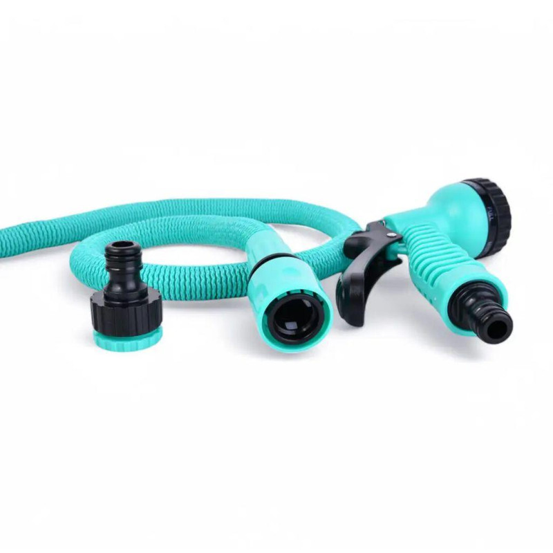 Розтяжний поливальний шланг 22,5м з розпилювачем на 7 режимів Expandable Garden Hose K-75FT Turquoise Розтяжний поливальний шланг 22,5м з розпилювачем на 7 режимів Expandable Garden Hose K-75FT Turquoise