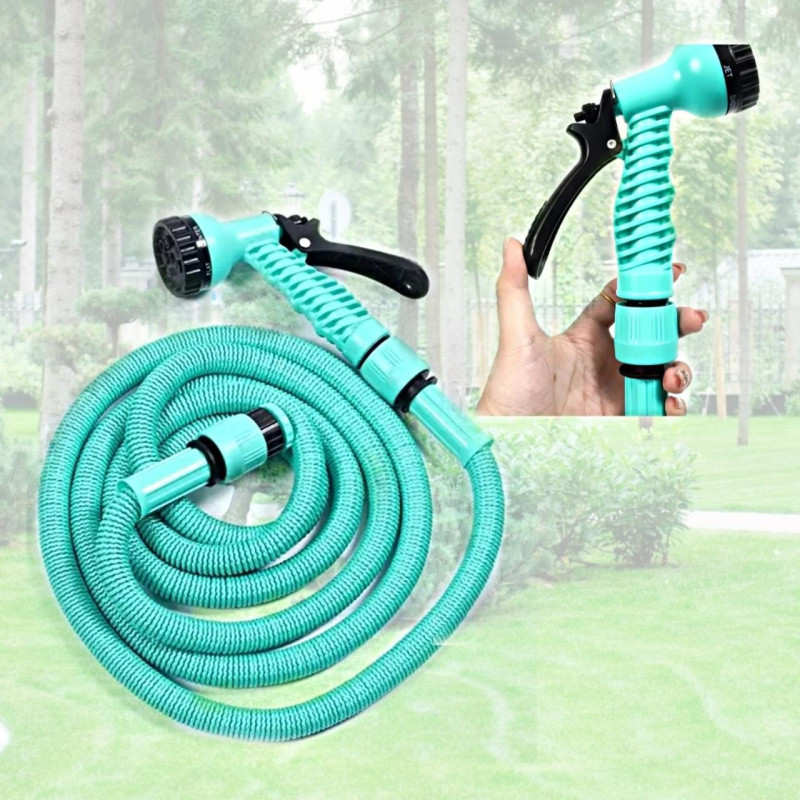Розтяжний поливальний шланг 22,5м з розпилювачем на 7 режимів Expandable Garden Hose K-75FT Turquoise Розтяжний поливальний шланг 22,5м з розпилювачем на 7 режимів Expandable Garden Hose K-75FT Turquoise