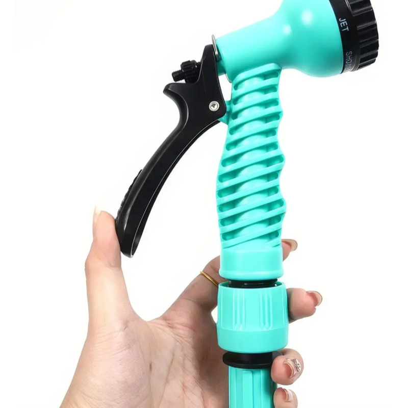 Розтяжний поливальний шланг 22,5м з розпилювачем на 7 режимів Expandable Garden Hose K-75FT Turquoise Розтяжний поливальний шланг 22,5м з розпилювачем на 7 режимів Expandable Garden Hose K-75FT Turquoise