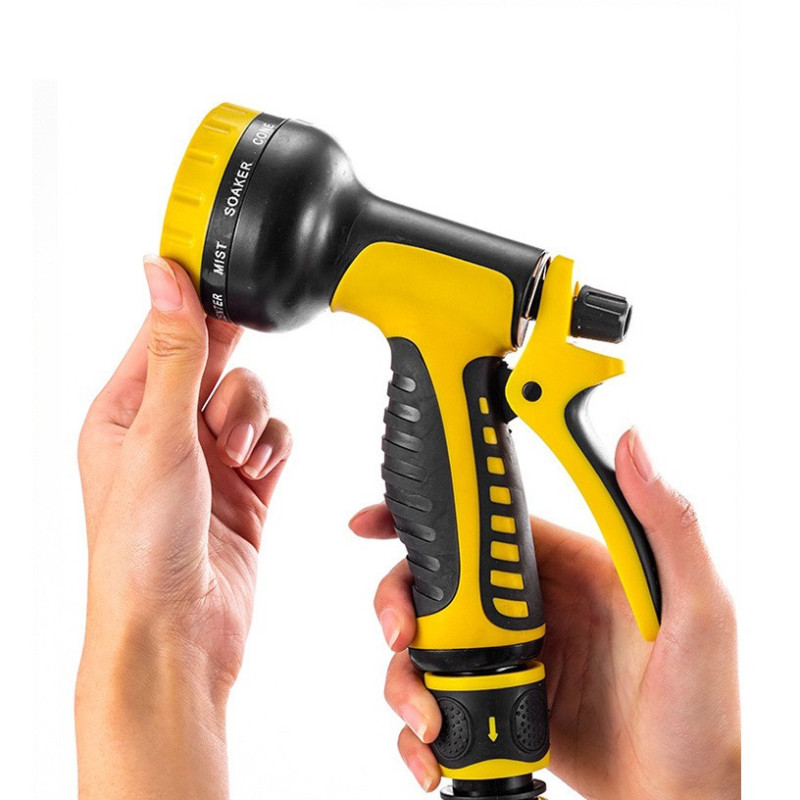 Насадка на шланг для поливу пістолет-розпилювач з 10 режимами високого тиску WATER GUN PRO 1290 Yellow Насадка на шланг для поливу пістолет-розпилювач з 10 режимами високого тиску WATER GUN PRO 1290 Yellow