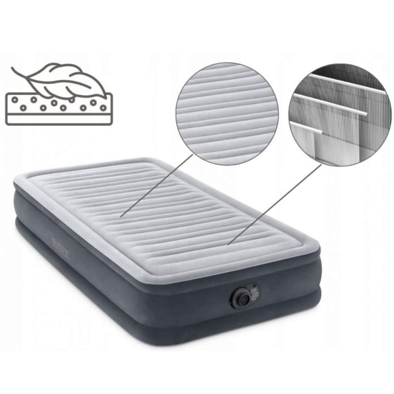 Полуторноя надувная кровать 191 x 137 x 33см, матрас с встроенным электронасосом Intex 67768 Gray