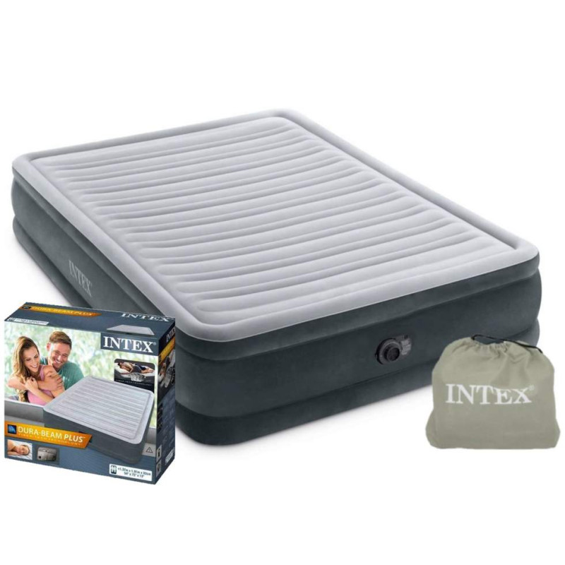 Полуторноя надувная кровать 191 x 137 x 33см, матрас с встроенным электронасосом Intex 67768 Gray