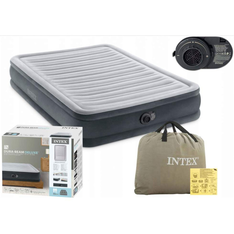 Полуторноя надувная кровать 191 x 137 x 33см, матрас с встроенным электронасосом Intex 67768 Gray