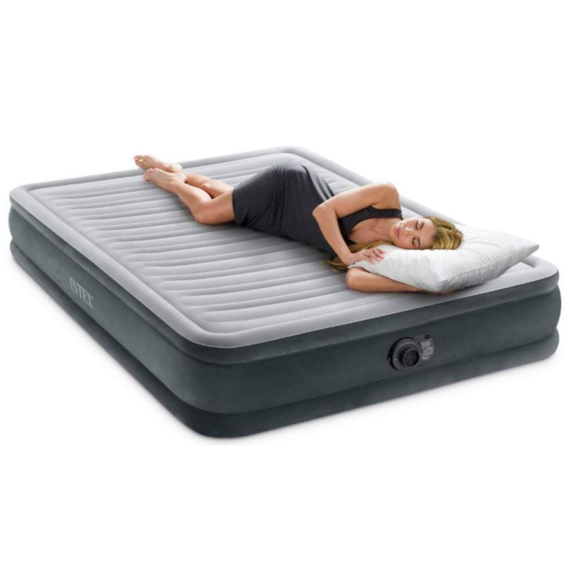 Полуторноя надувная кровать 191 x 137 x 33см, матрас с встроенным электронасосом Intex 67768 Gray