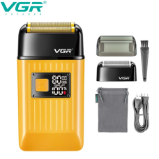 Акумуляторна електробритва для гоління шейвер для чоловіків з подвійне лезо, 2 насадки VGR (V-357 Orange)