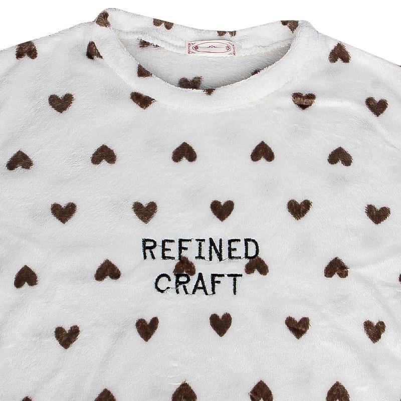 Жіноча тепла піжама флісова M домашній костюм Calido Heart Brown