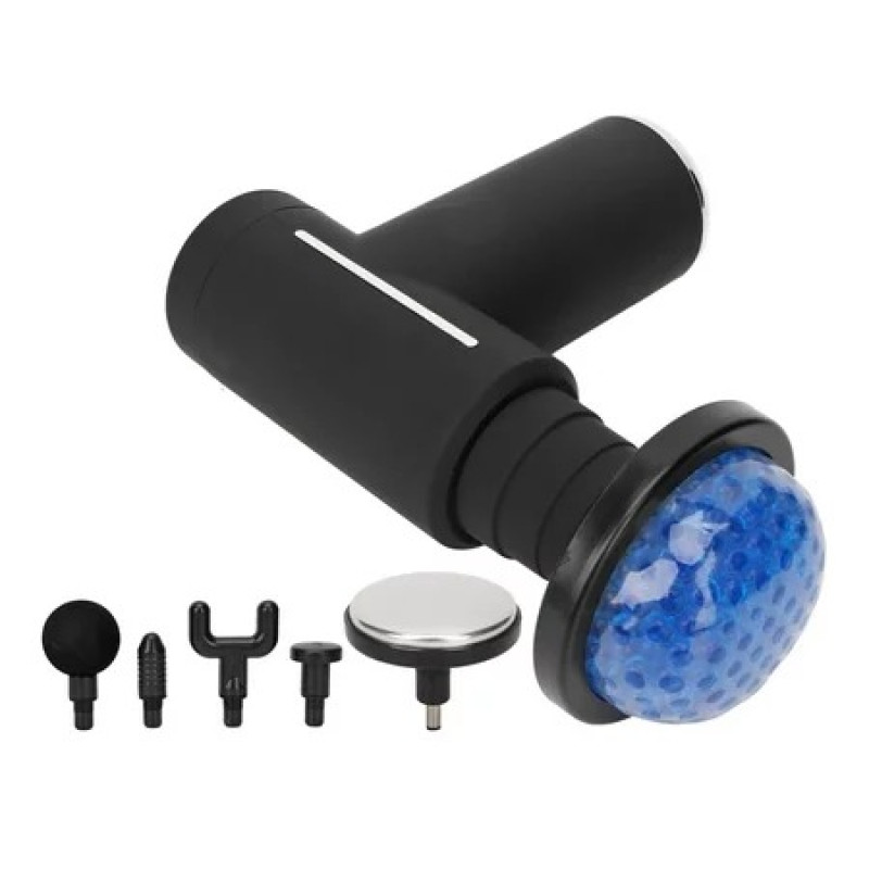 Ручний масажер Gun Deep пістолет вібраційний з акумуляторним підігрівом з 6 насадками і 6 режимами роботи Black