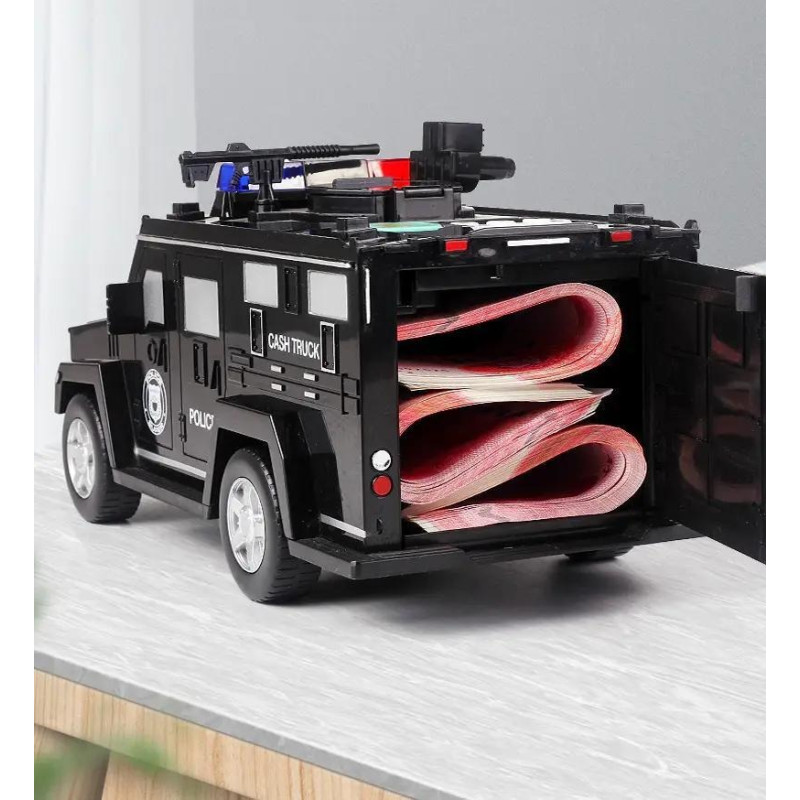 Дитячий сейф скарбничка з кодовим замком Машина поліції Hummer Piggy bank 143 Black
