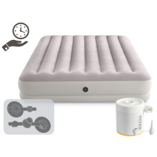 Полуторне надувне ліжко 206 x 152 x 30см, матрац із зовнішним usb-електронасосом  Intex 64179 Gray