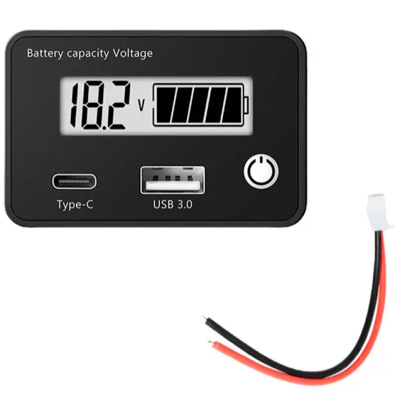 Вольтметр DC цифровий з LCD дисплеєм для вимірювання напруги 8-30В Lesko 6140 Black