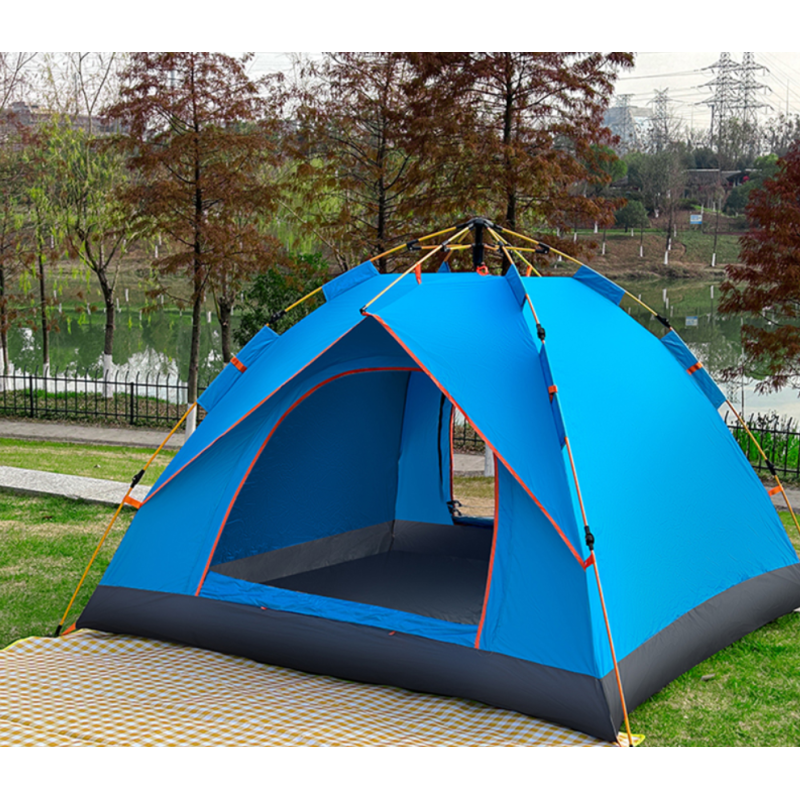 Автоматичний туристичний намет 4-х місний для кемпінгу з козирком Autocamp 200х200х135см AC-1902 Blue