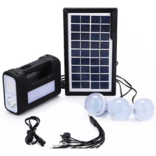 Портативний ліхтар ручний із сонячною панеллю та 3 лампочками Power Bank Li-Ion 220V BL-80172 Black