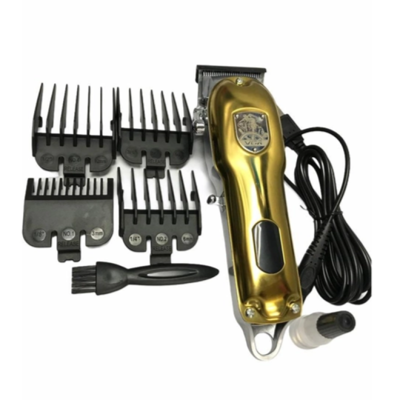 Машинка для стрижки волосся та бороди з LED дисплеєм та 4 насадками 5Вт USB зарядка 1500мАг VGR V-652 Professional Gold