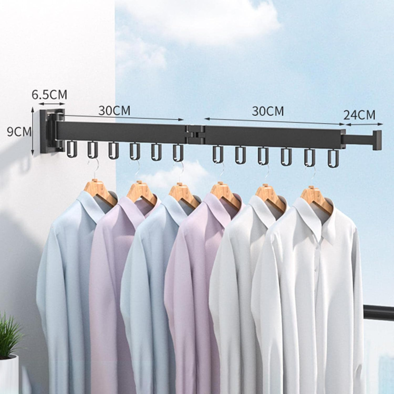 Розкладна настінна вішалка-сушарка Easy Dry 66x23х10х6.5см LS-7829 Black Розкладна настінна вішалка-сушарка Easy Dry 66x23х10х6.5см LS-7829 Black