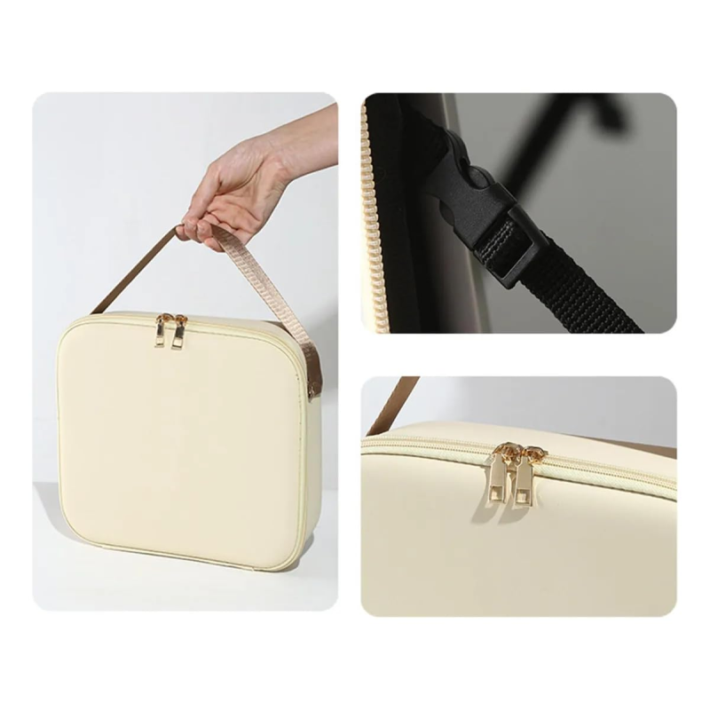 Сумка-органайзер для косметики з дзеркалом і LED-підсвіткою EVA Modern EM-7612 Beige