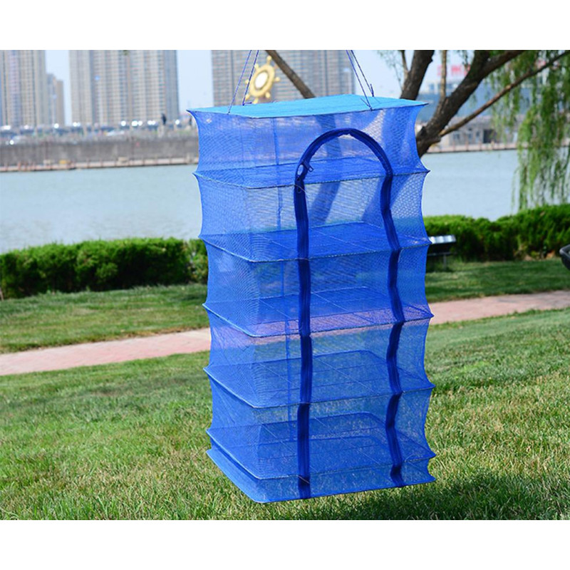 Домашня сушарка для риби 50х50х100см сітка для сушіння 5 ярусів овочів грибів фруктів п'ятиярусна для дому Blue