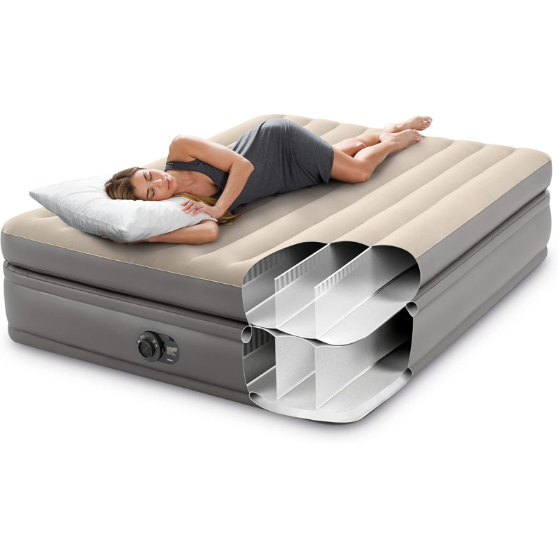 Полуторне надувне ліжко 203 x 152 x 51см, матрац із зовнішним електронасосом Intex 64164 Gray Полуторне надувне ліжко 203 x 152 x 51см, матрац із зовнішним електронасосом Intex 64164 Gray