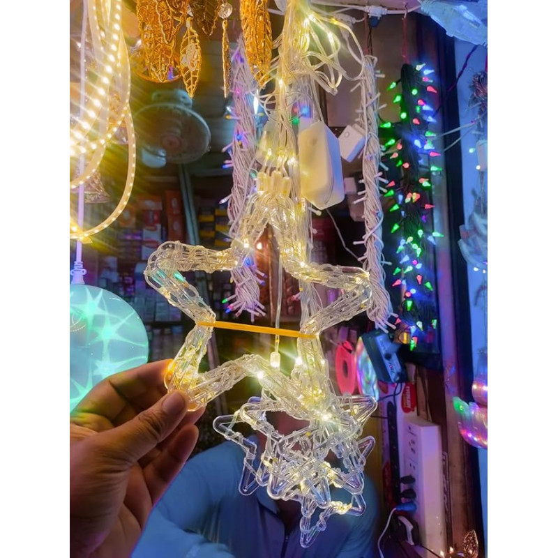 Гірлянда Штора зірки теплий колір 8 режимів розмір 3*0,8 м SFK-20