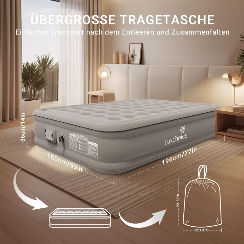 Полуторне надувне ліжко 203 x 152 x 51см, матрац із зовнішним електронасосом Intex 64164 Gray Полуторне надувне ліжко 203 x 152 x 51см, матрац із зовнішним електронасосом Intex 64164 Gray