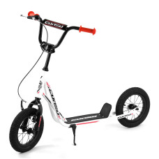 Самокат міський двоколісний з великими надувними колесами 12" для дітей від 3 років Corso JT 28822 Білий/Чорний/Помаранчевий