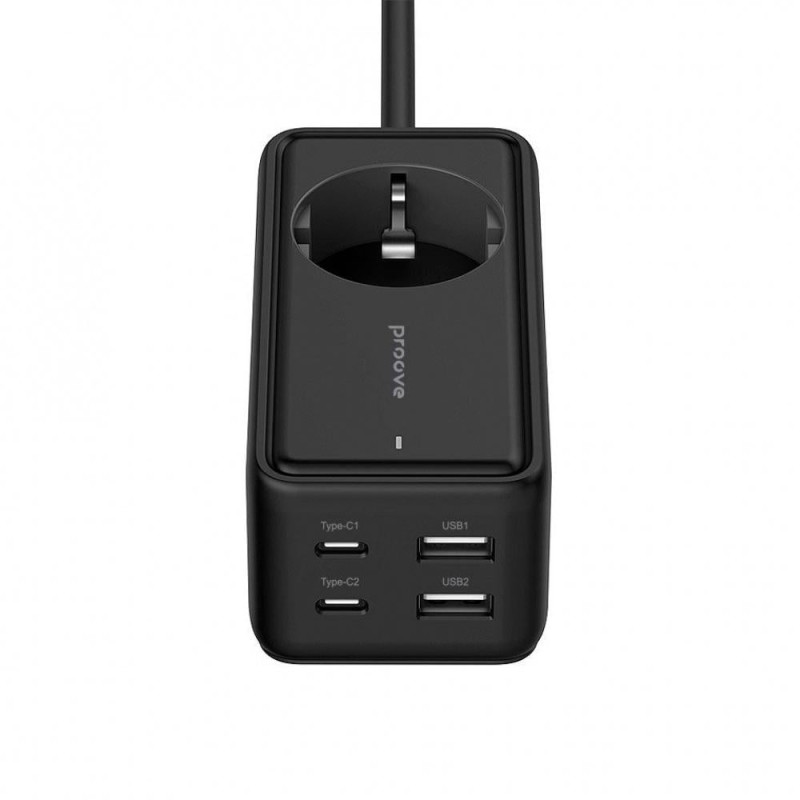 Мережевий фільтр подовжувач 1,5м Зарядний Пристрій 65W 1AC з 2 Type-C + 2USB Power Strip Homester PD-03 Black