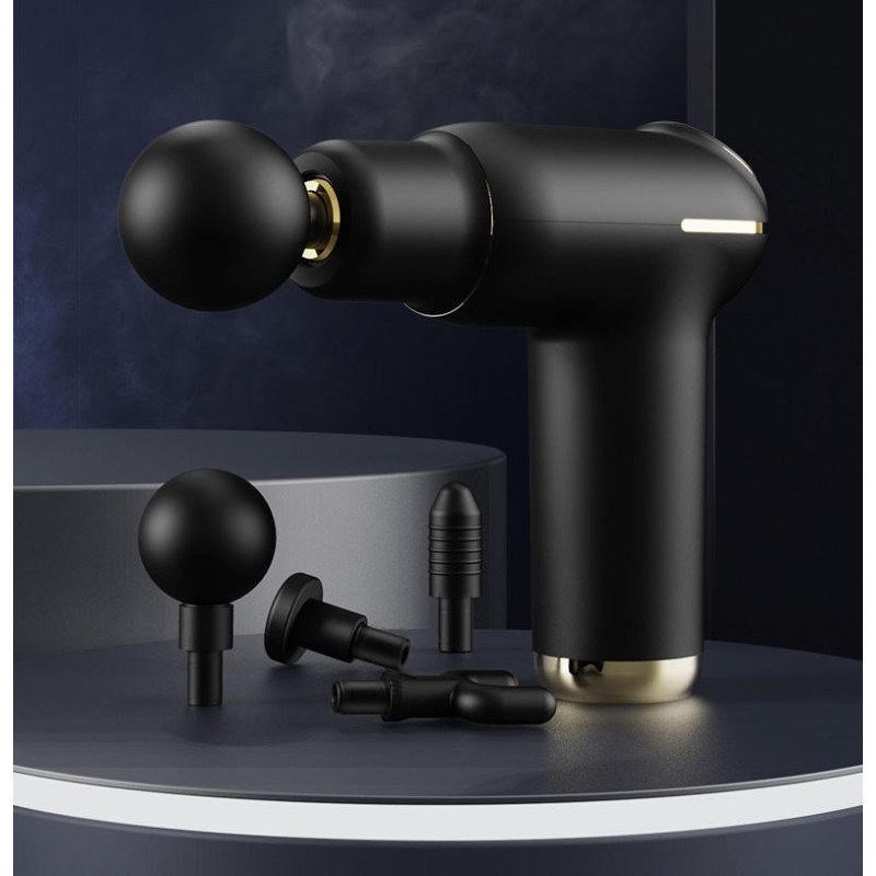 Ручний масажер пістолет акумуляторний вібраційний з 4 насадками 1800мАч FASCIAL GUN KH-580 Black Ручний масажер пістолет акумуляторний вібраційний з 4 насадками 1800мАч FASCIAL GUN KH-580 Black