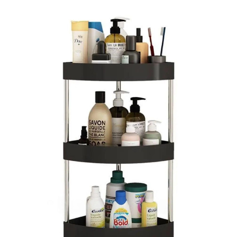 Кутова підлогова полиця у ванну Light Shelf 4 яруси на колесах 26х26х85см LS-7840 Black Кутова підлогова полиця у ванну Light Shelf 4 яруси на колесах 26х26х85см LS-7840 Black