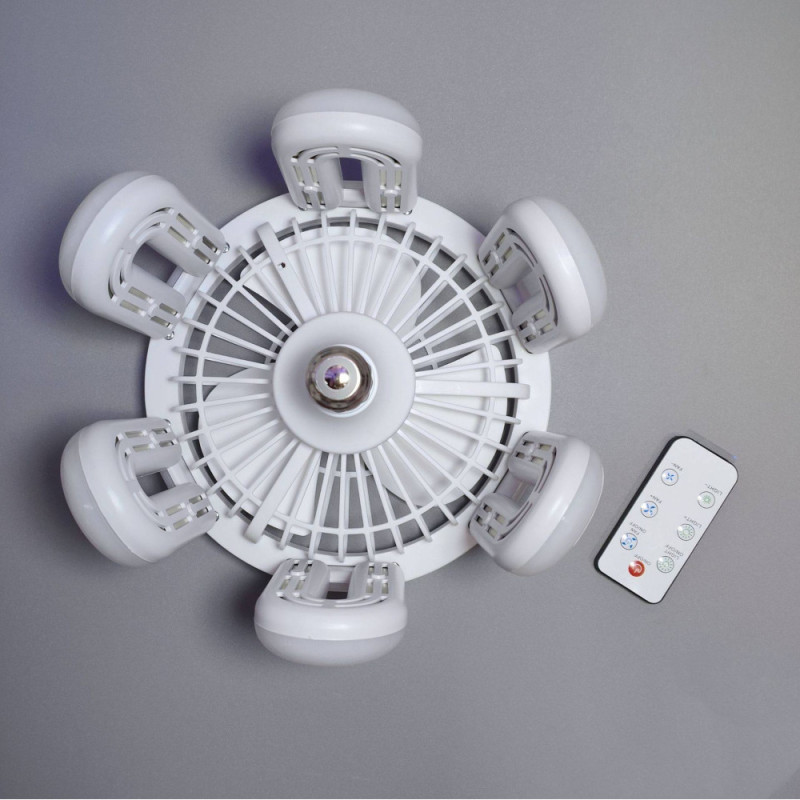 Світлодіодна стельова лампа E27 60Вт зі складним вентилятором на 6 лопатей White