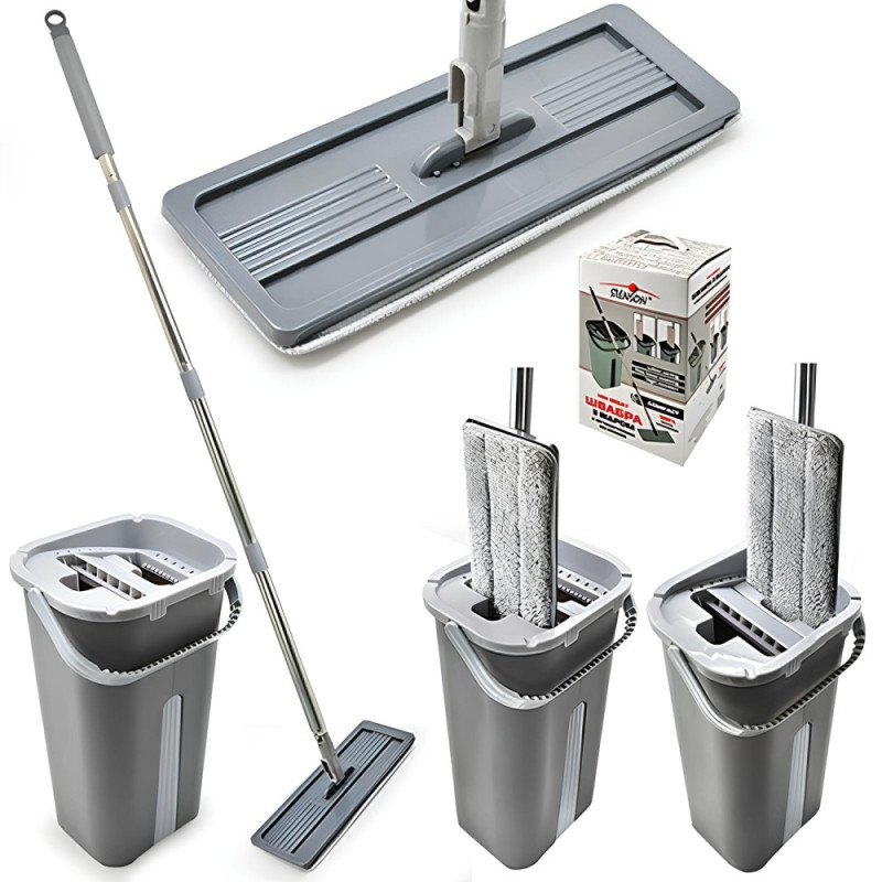 Швабра з відром 5л з віджимом телескопічна ручка Stenson MH-3554Y Grey (ST1092)