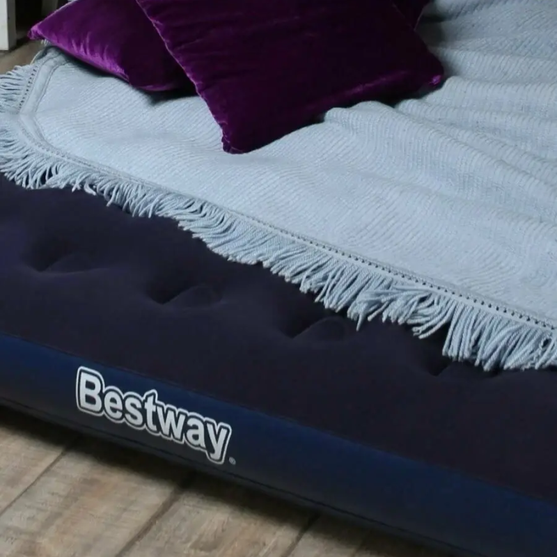 Надувний матрац двомісний ПВХ з велюровим покриттям до 215кг Bestway 67004 203x183x22см Blue