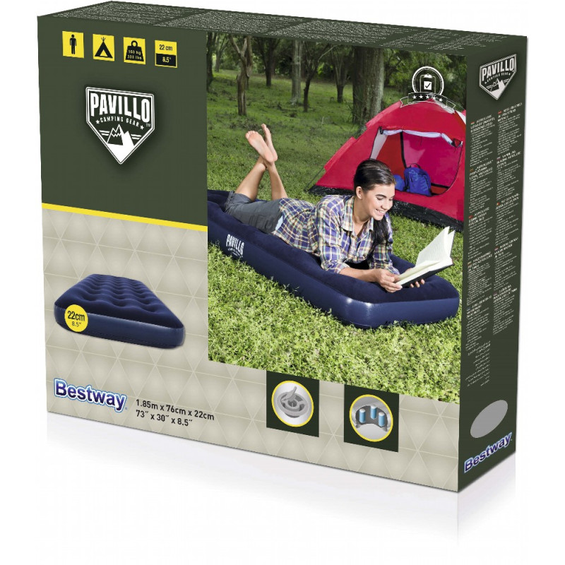 Матрац надувний для кемпінгу одномісний з велюровим покриттям до 100кг Bestway 67000 185x76x22см