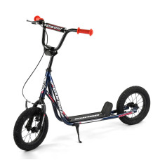 Самокат міський двоколісний з великими надувними колесами 12" для дітей від 3 років Corso JT 32050 Темно-Синій/Чорний/Помаранчевий