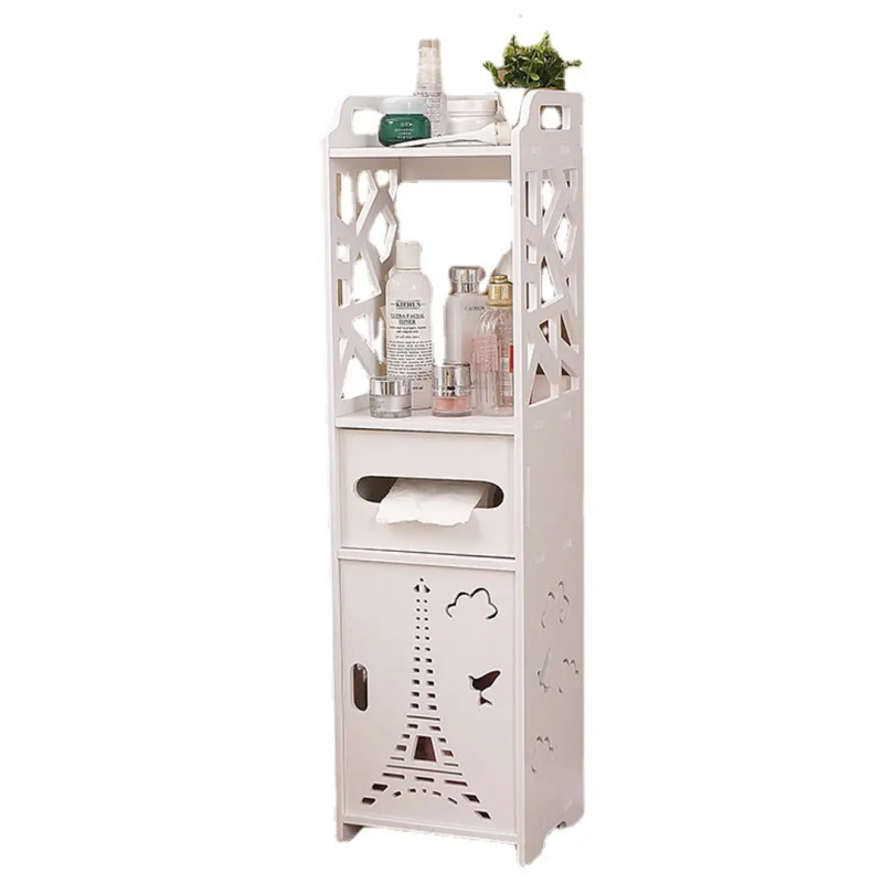 Полиця-стелаж пластикова пряма для ванної кімнати стійка до вологи 80х15х15см PK-02 White