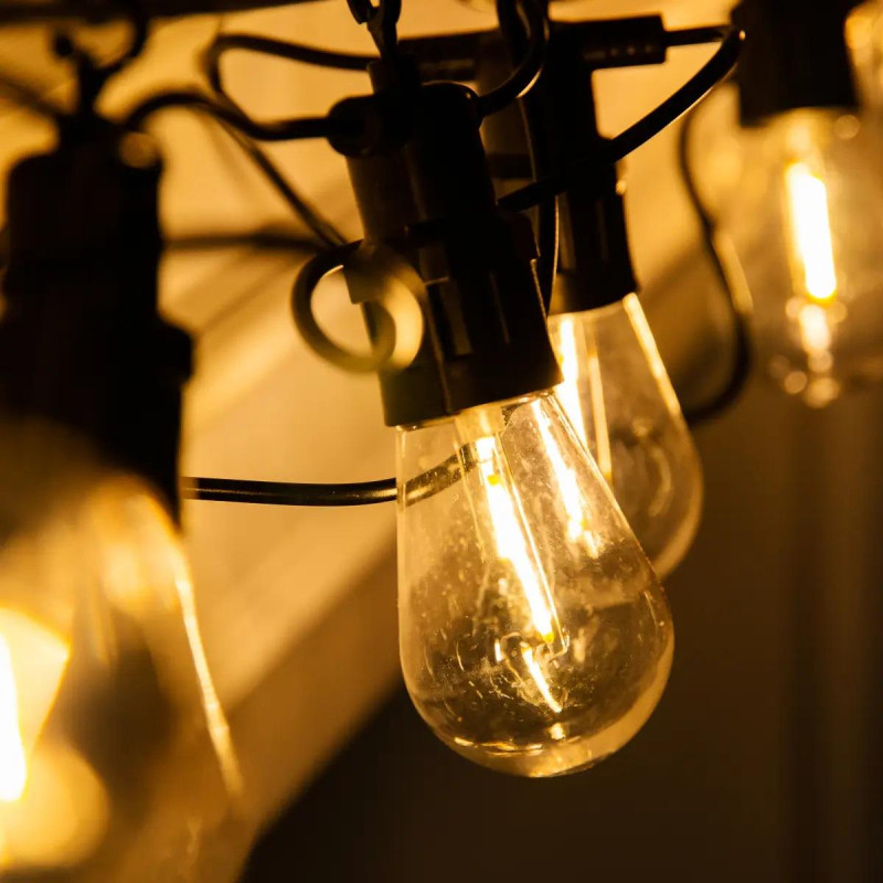 Гірлянда вулична з сонячною панеллю і ретро лампами 5м 10ламп для альтанки і веранди SFK-13 Warm white Гірлянда вулична з сонячною панеллю і ретро лампами 5м 10ламп для альтанки і веранди SFK-13 Warm white