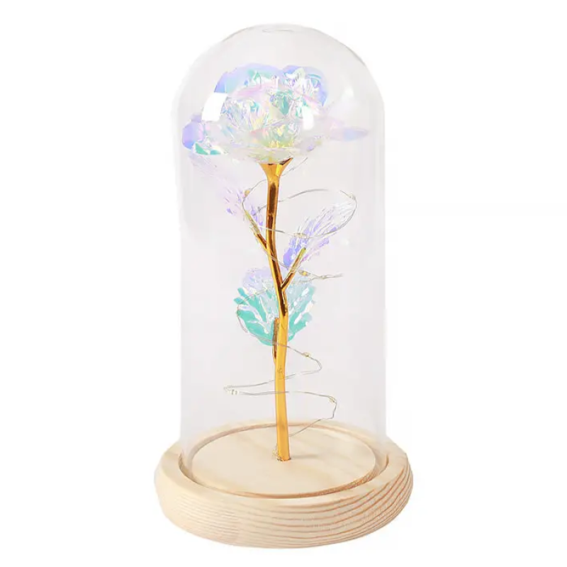 Штучна троянда в колбі з LED підсвічуванням та функцією нічника Lesko KY-1124 Різнокольорове світло Multicolor