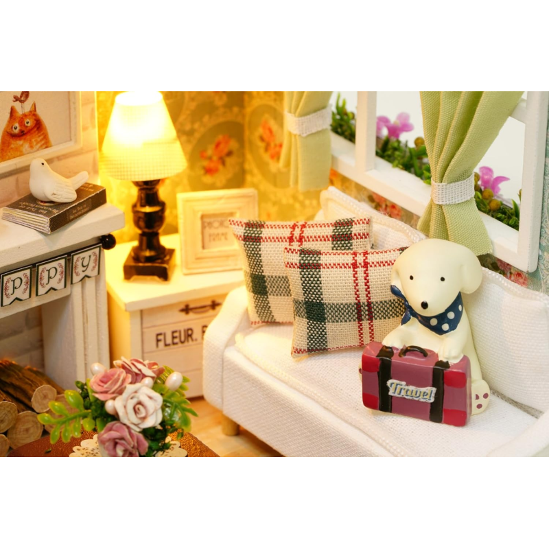 3D Румбокс конструктор ляльковий будинок Вітальня з верандою та каміном DIY Cute Room 8008-D