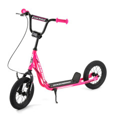 Самокат міський двоколісний з великими надувними колесами 12" для дітей від 3 років Corso JT 47117 Рожевий/Чорний