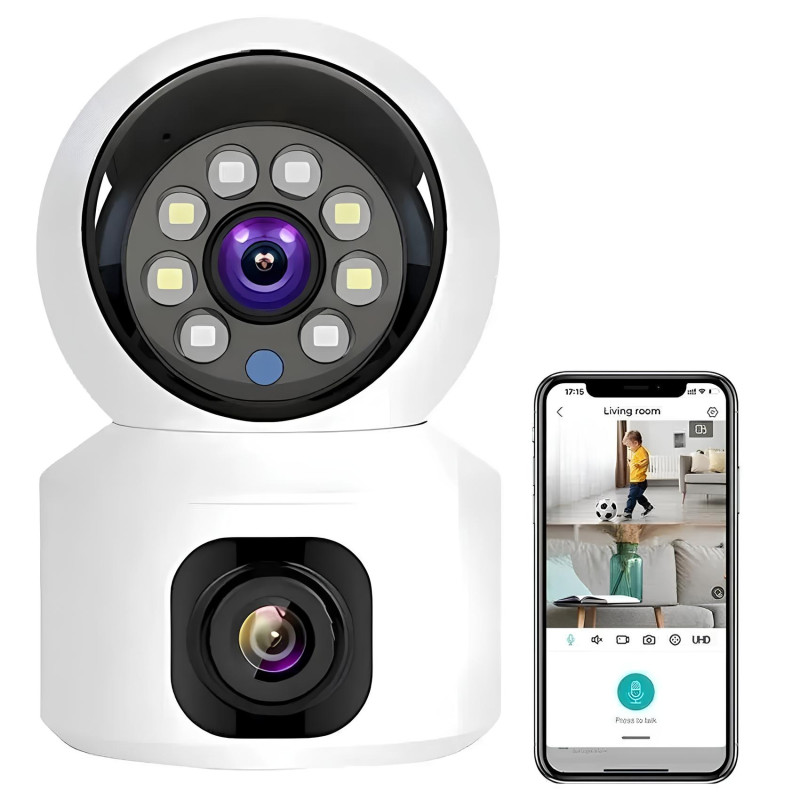 Домашня WiFi камера відеоспостереження з інфрачервоним нічним підсвічуванням PTZ 2DUAL LENS V380PRO 4MP White