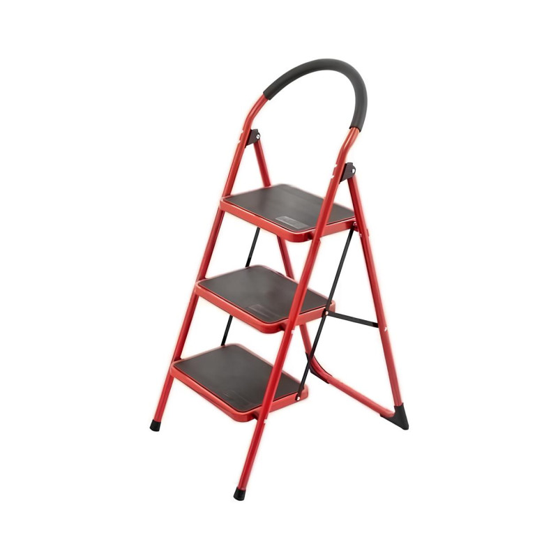 Посилена драбина складна на 3 ступені до 150кг висота 1131мм Red