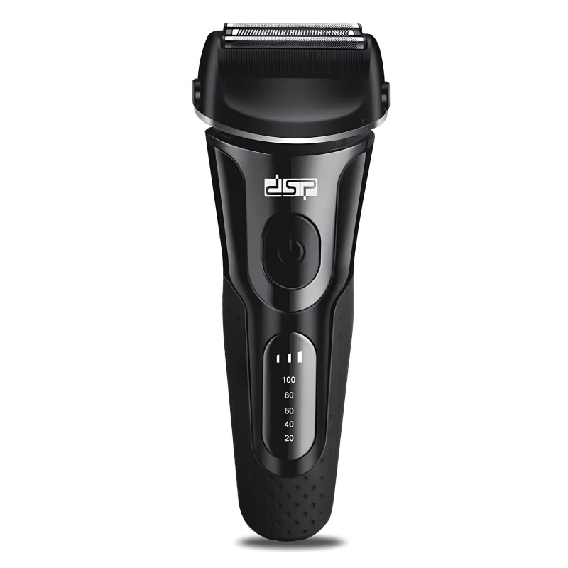 Електробритва акумуляторна з подвійними головками та індикатором зарядки для сухого та вологого гоління DSP IPX5 Black