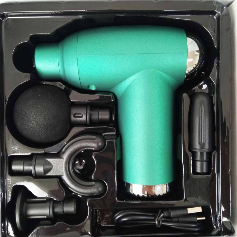 Ручний масажер вібраційний пістолет акумуляторний з 4 насадками FASCIAL GUN JY-311 Green Ручний масажер вібраційний пістолет акумуляторний з 4 насадками FASCIAL GUN JY-311 Green