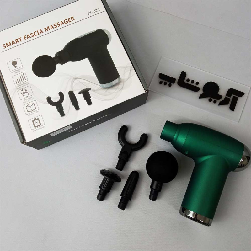 Ручний масажер вібраційний пістолет акумуляторний з 4 насадками FASCIAL GUN JY-311 Green Ручний масажер вібраційний пістолет акумуляторний з 4 насадками FASCIAL GUN JY-311 Green