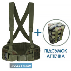 Тактичний розвантажувальний пояс із підтяжками та підсумком Dominator One Size ремінно плечова система розгрузка