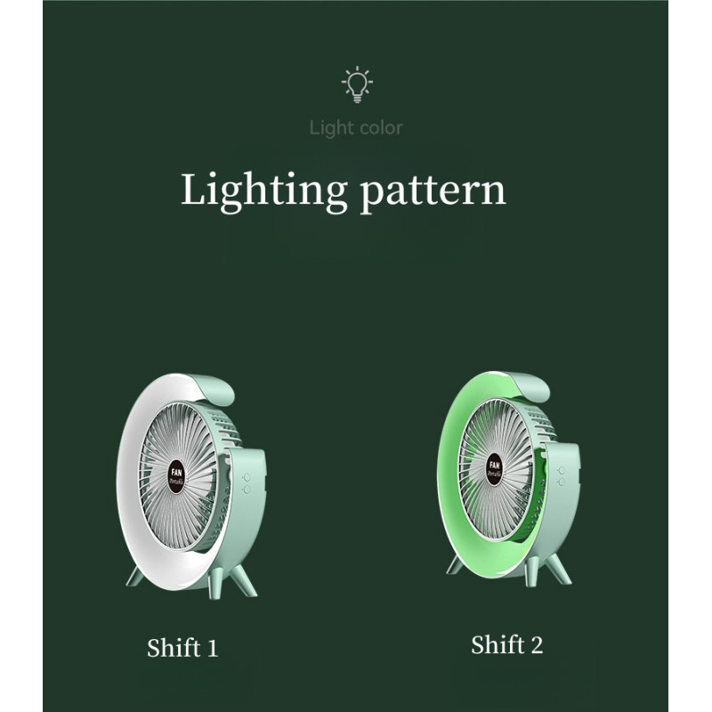 Портативний вентилятор акумуляторний зі зволожувачем повітря TYPE-C 180° з LED RGB підсвічуванням Mini Fan MF-2184 Green