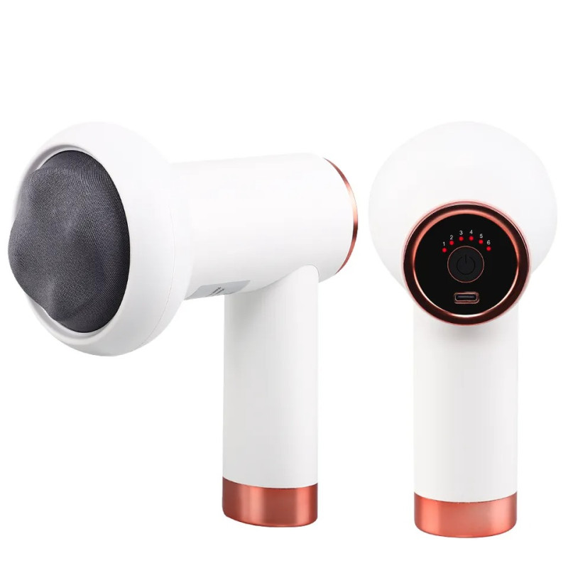 Багатофункціональний портативний ручний масажер End-Sense для всього тіла з 5 насадками W44 1200мАч White