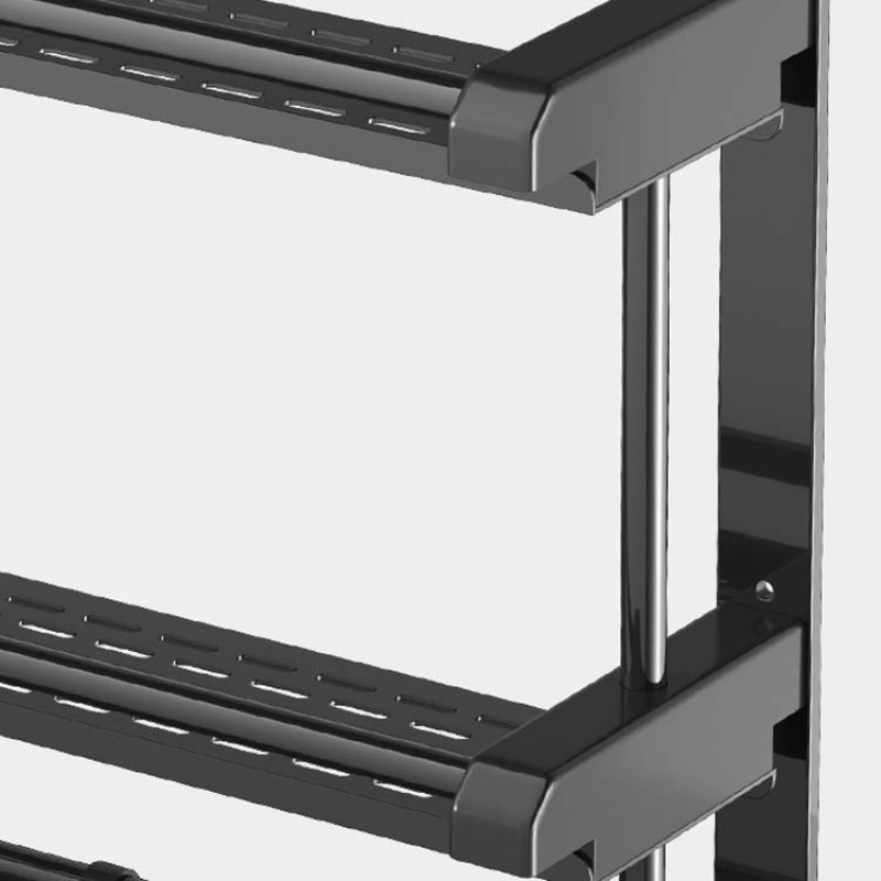 Настенная полка Light Shelf для ванной комнаты 40х38см 2 яруса с вешалкой для полотенец LS-7820 Black